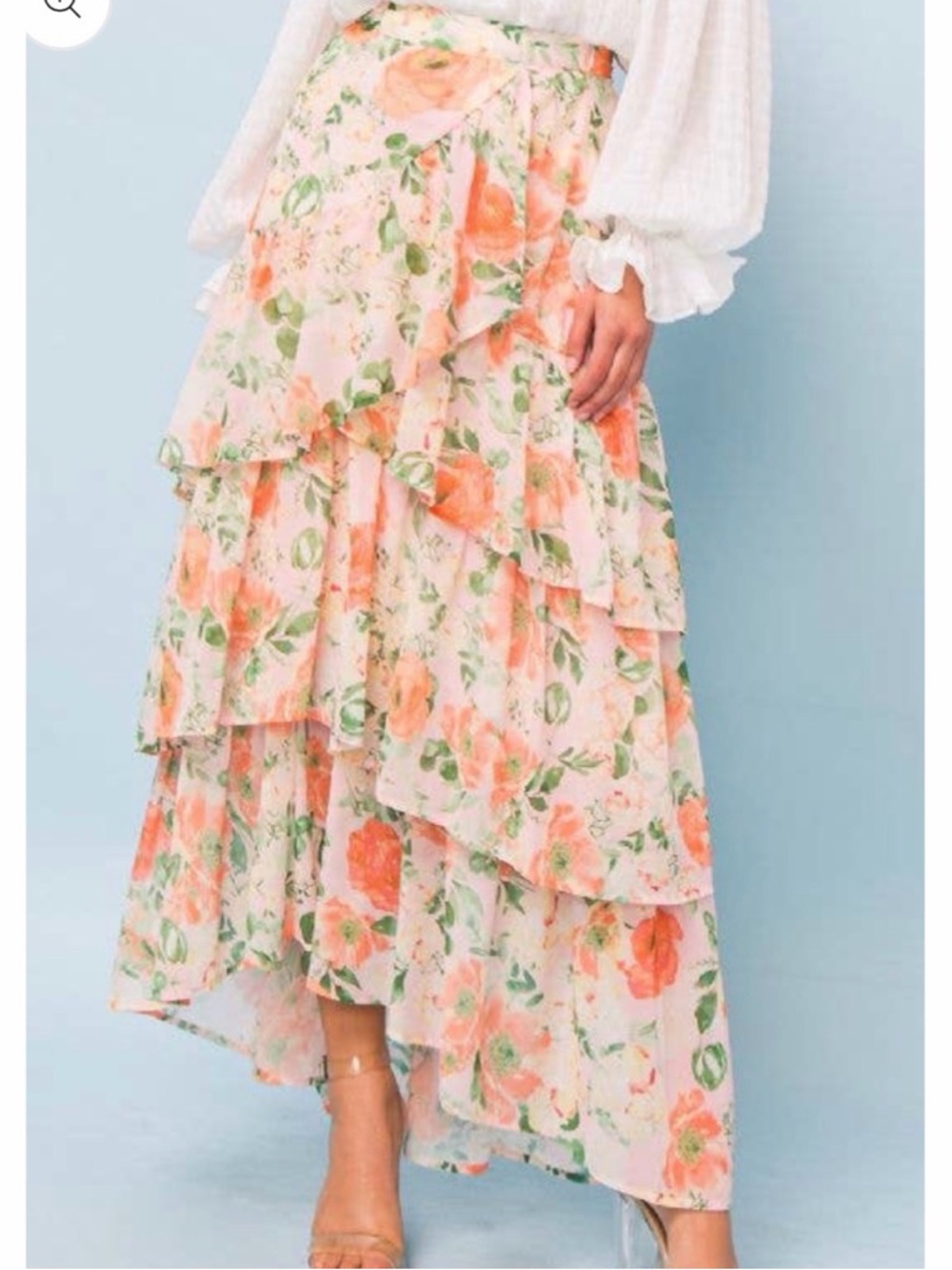 Asymmetrical Tiered Ruffled Maxi Skirt